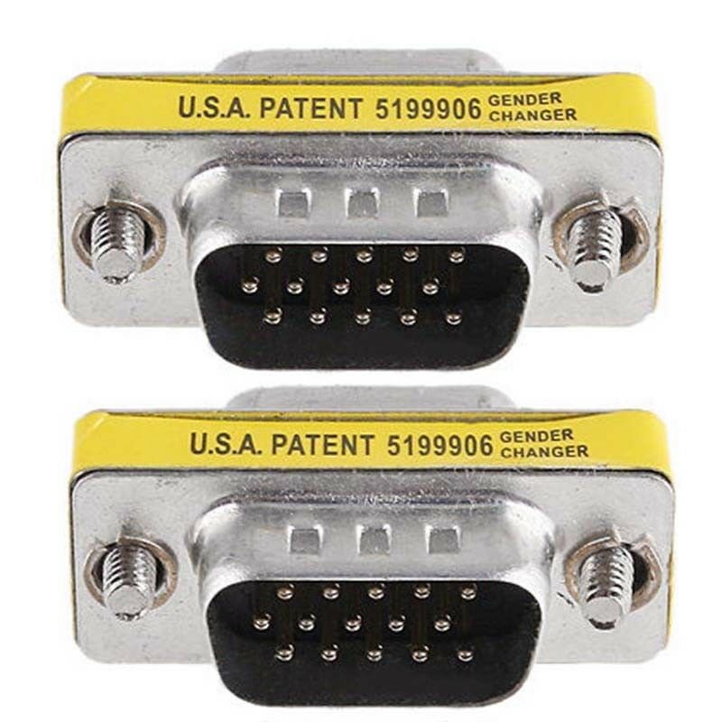 15 Pin HD SVGA VGA male to male M/M gender changer adapter