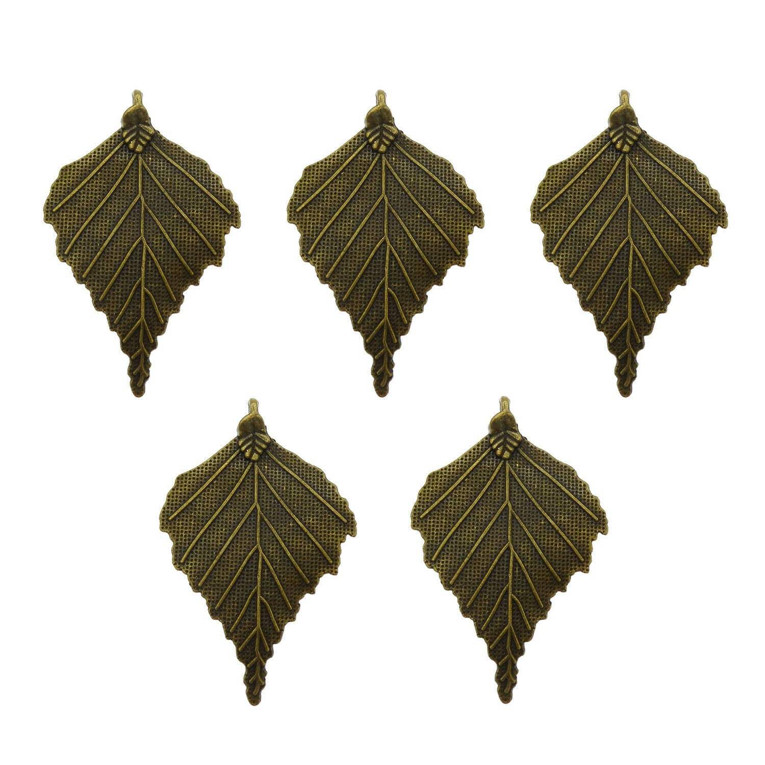 4-pack Alloy Maple Pendant Antiqued Bronze Color Jewelry Making Charms 65x45mm