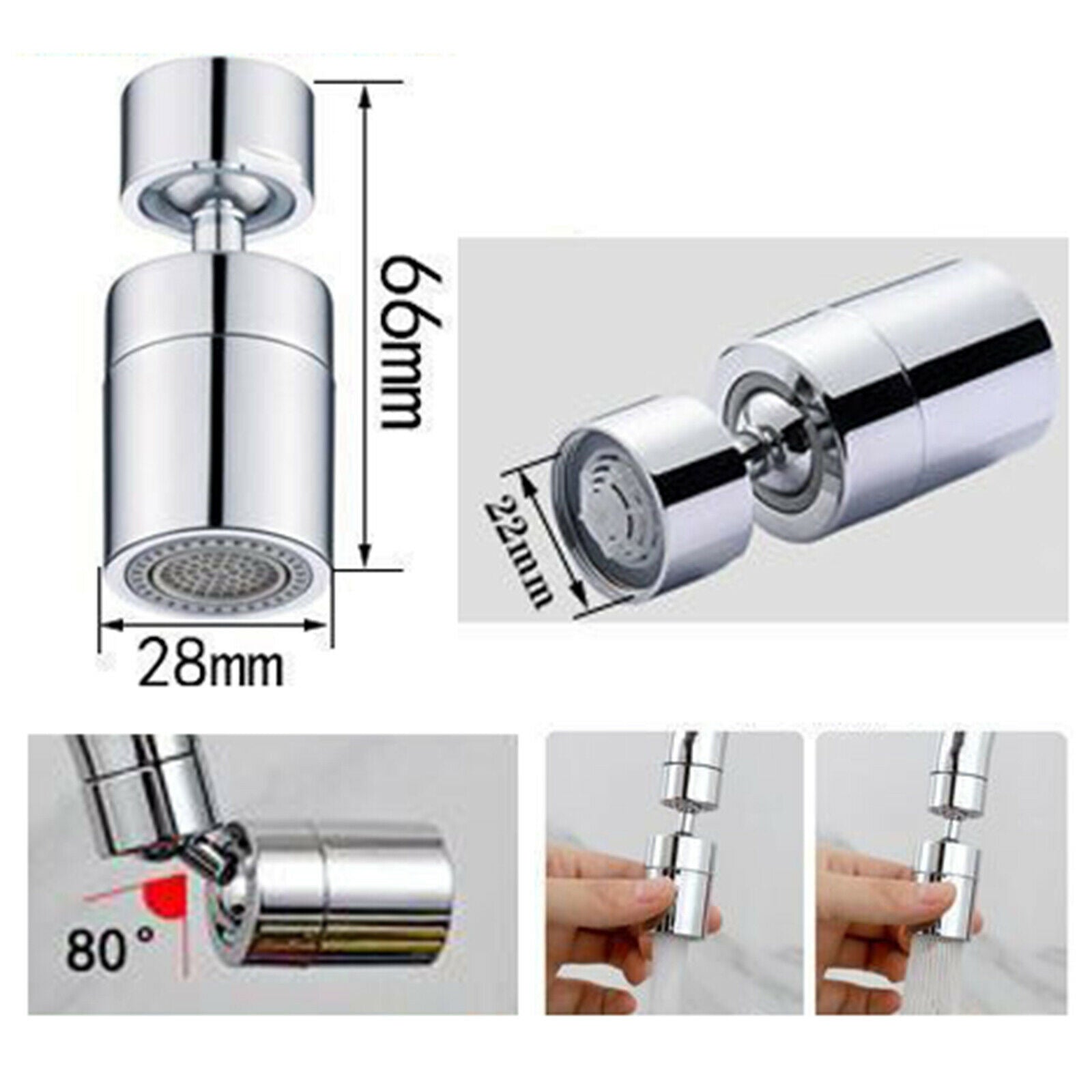 2Pcs Rotating Faucet Moveable Toilet Splash-proof Flexible Spray Tap Head