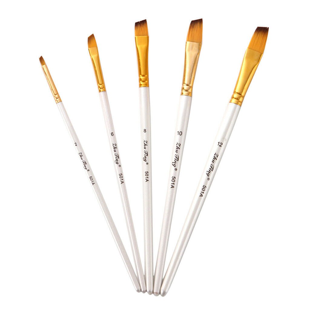 5 Sizes Art Paint Brush Set  for Oil Watercolor Acrylic Face Painting