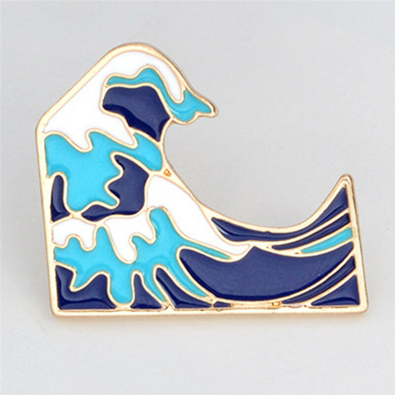 Simple Cartoon Girl Sea Wave Enamel Collar Pins Badge Corsage Brooch Jewel.l8