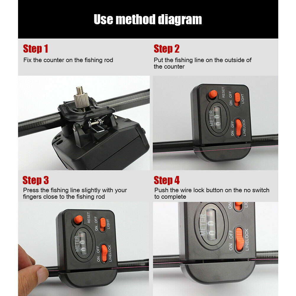 99.9m Fishing Line Counter Meter Length Gauge Depth Finder Digital Tackle