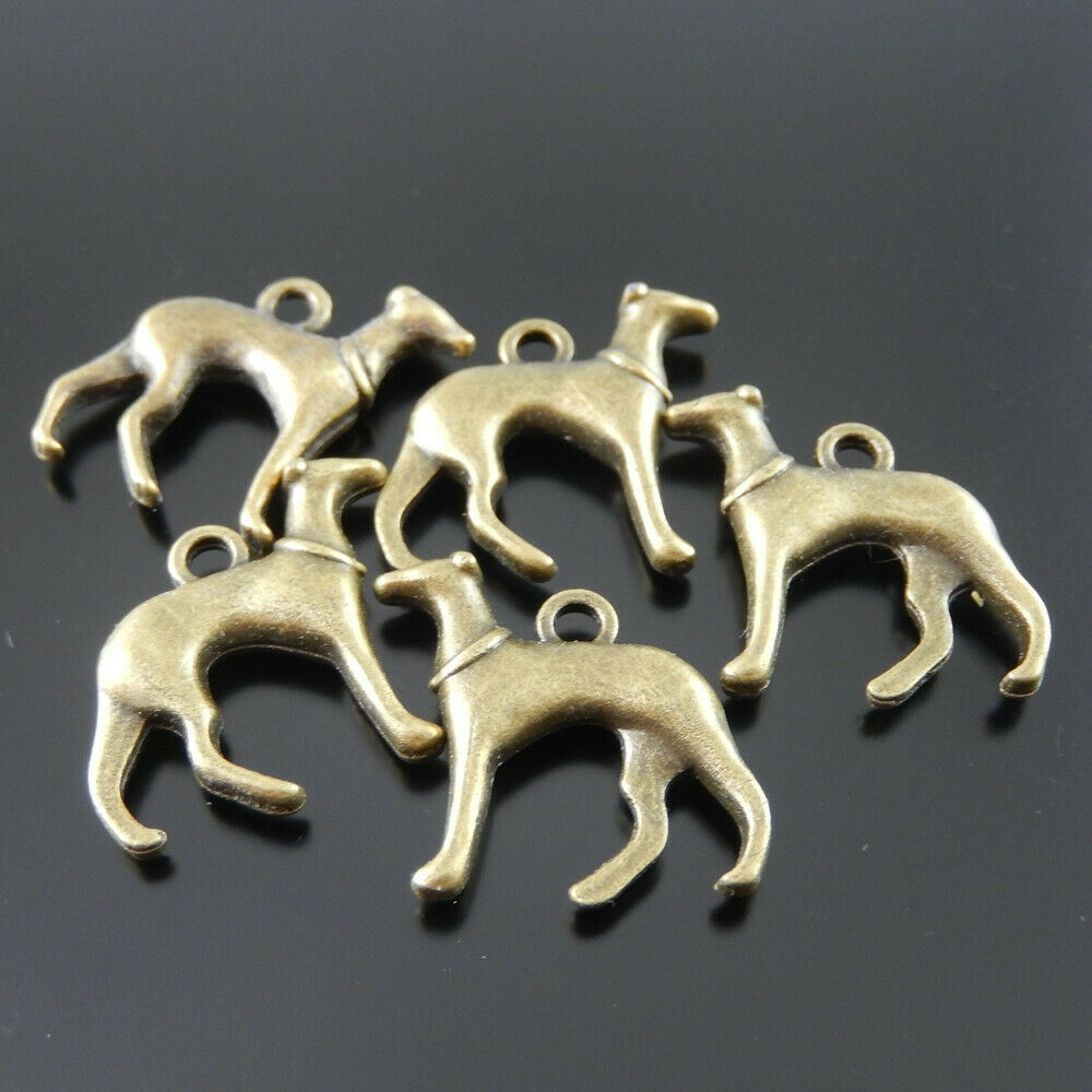 10 PCS Retro Bronze Pet Dog Charm Animal Alloy Pendant Jewelry Crafting 23x19mm