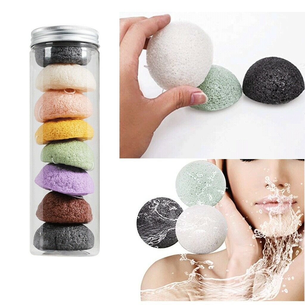 8x Konjac Facial Soft Puff Face Cleansing Washing Sponge Pad Makeup Remover