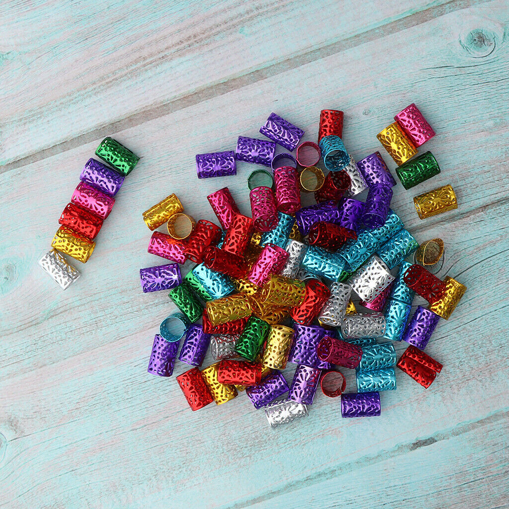 100x Hair Cuffs Aluminum Dreadlock Beads Bulk DIY Hairstyle Braids Ponytail