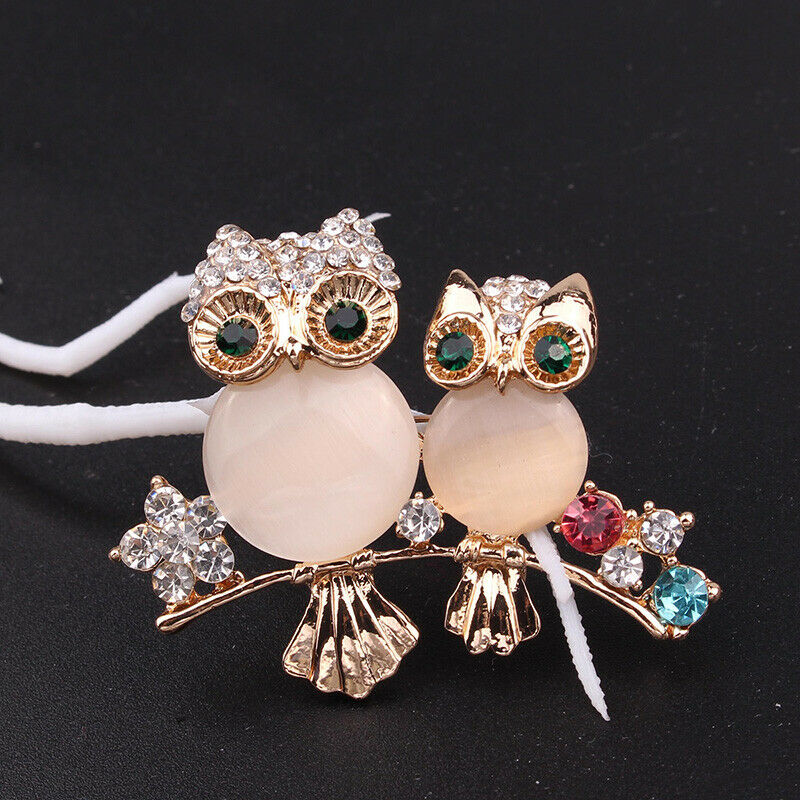 Cute Crystal Owl Animal Corsage Banquet Decoration Women Brooch Pin Jewelr.l8
