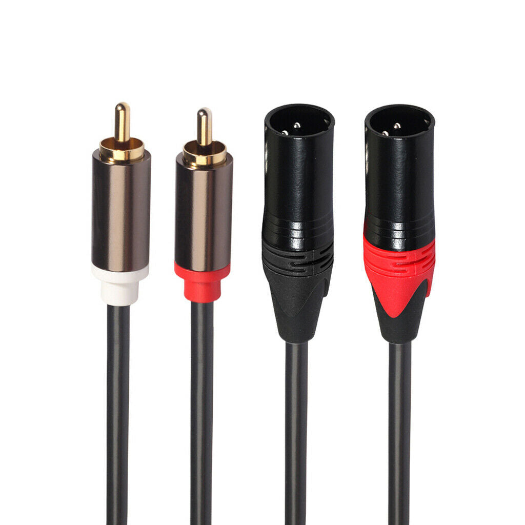Audio 5 Foot XLR Dual Male Patch Cable-2-XLRM to 2-RCA Audio Headphone Amplifier