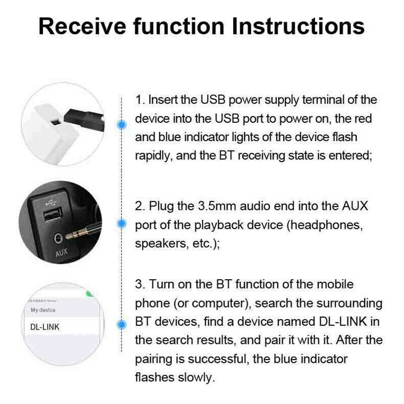 Bluetooth 5.0 Adapter Hands-Free Car Kits for 3.5mm AUX Audio Car Speaker/HomeM1