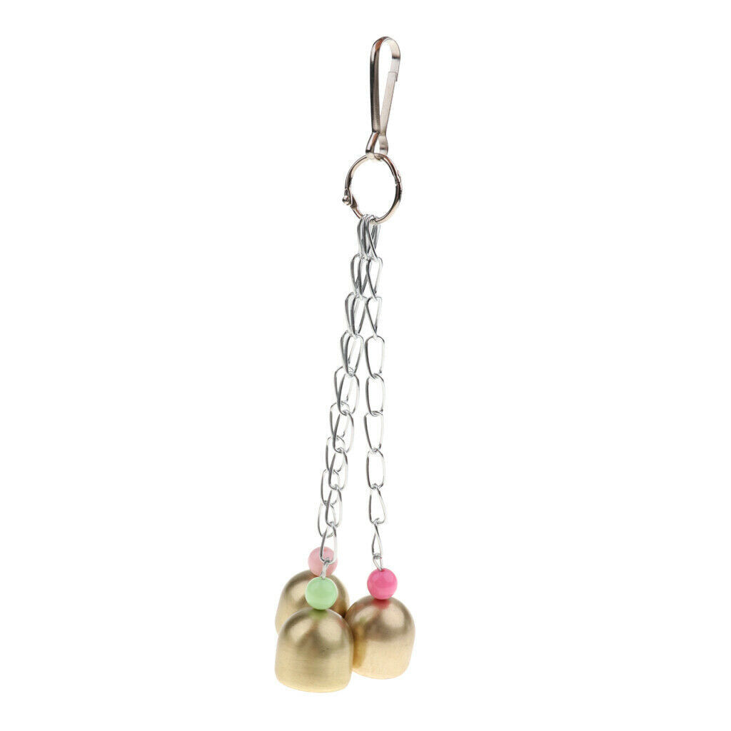 Pet Bird Parrots Cage Hanging Chew Bite Scratch 3 Ring Bell