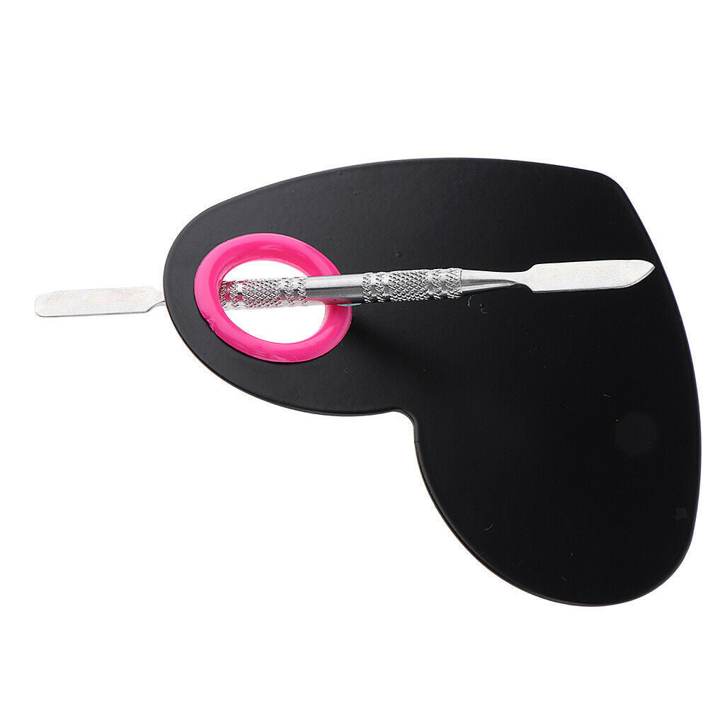 Pink & Black Lady Stainless Steel Cosmetic Makeup Palette Spatula Artist