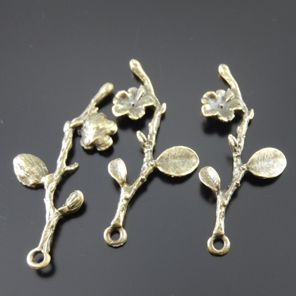 20pcs Antiqued Bronze Floral Tree Branch Metal Alloy Pendant Charm Craft 37*18mm