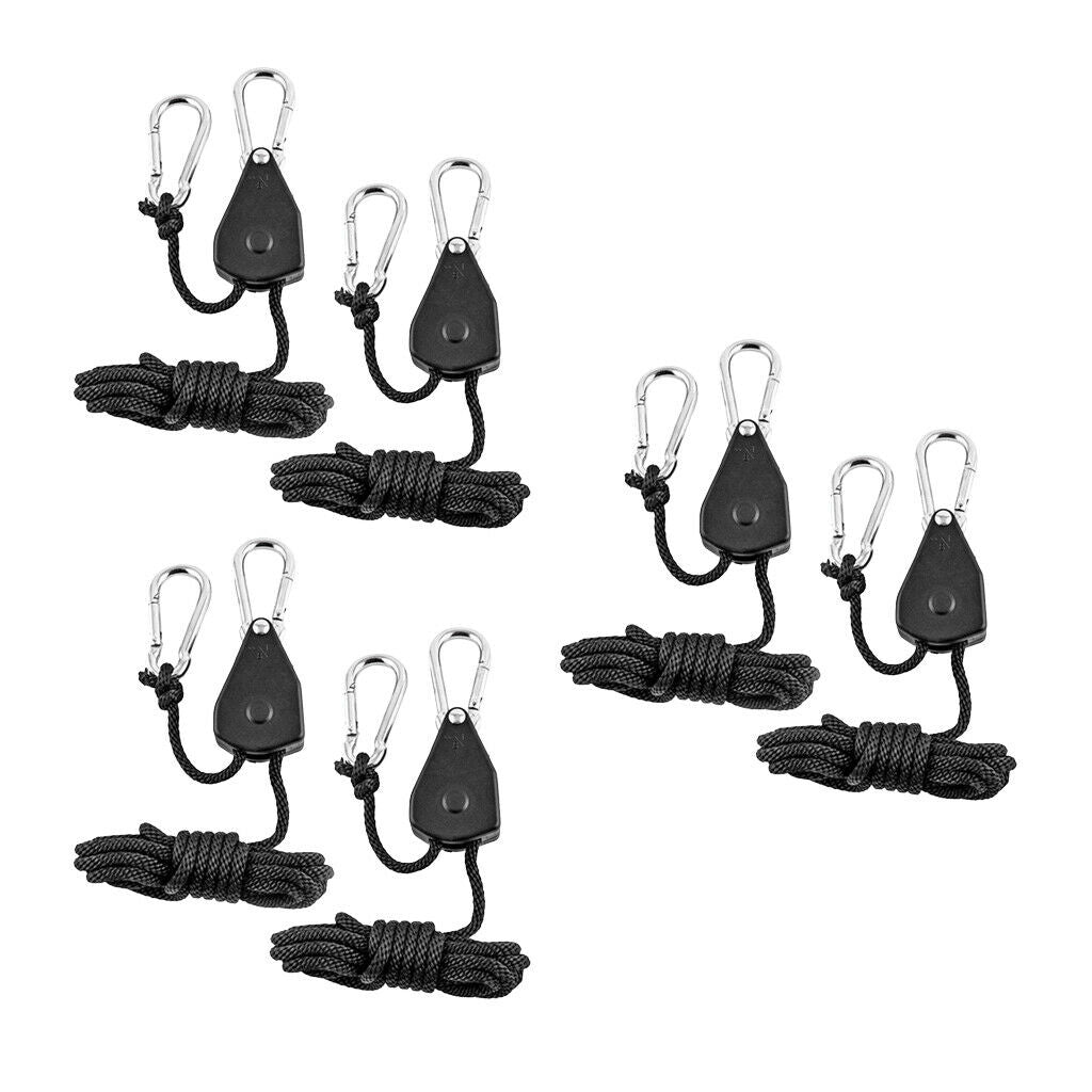3-Pair Braided Rope Clip Hanger Grow Light Ratchet Hanger 68Kg Capacity