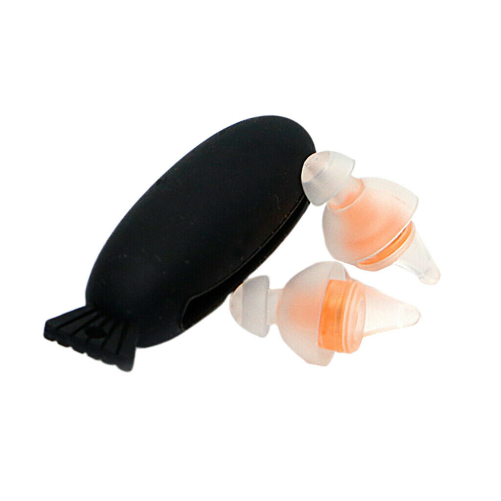 2Pcs Travel Anti-noise Silicone Earplugs Ear Plugs with Storage Bag Orange
