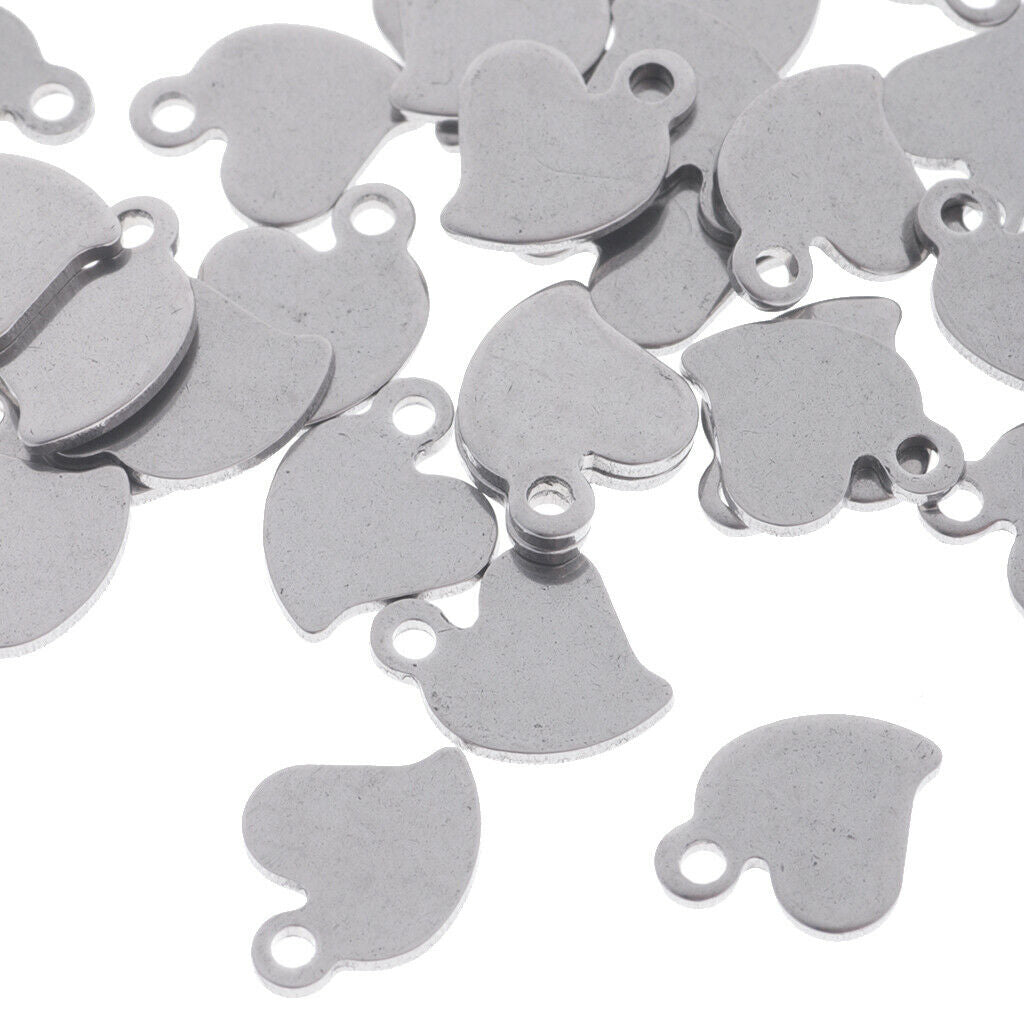 50 Pieces Stainless Steel Pendant For Necklace DIY Jewelry Making Heart