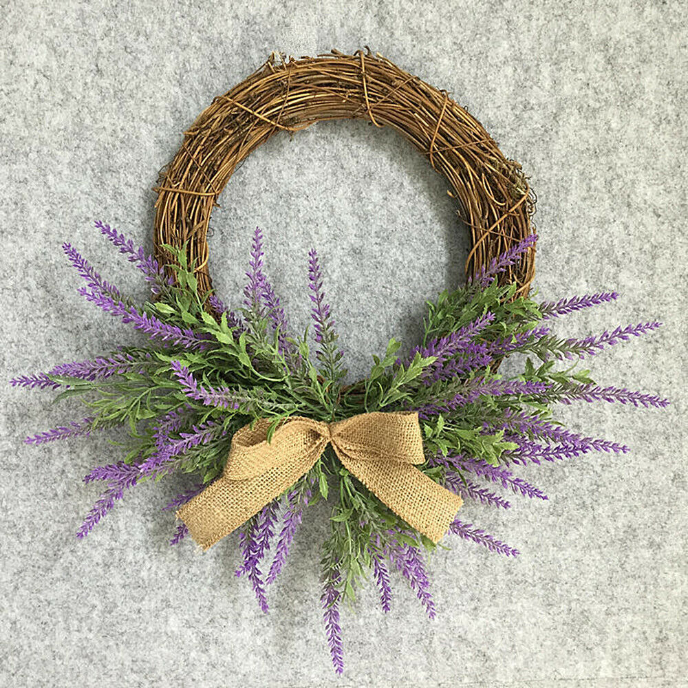 Artificial Garland Lavender Rattan Wreath Wedding Home Wall Party Door Decor DIY
