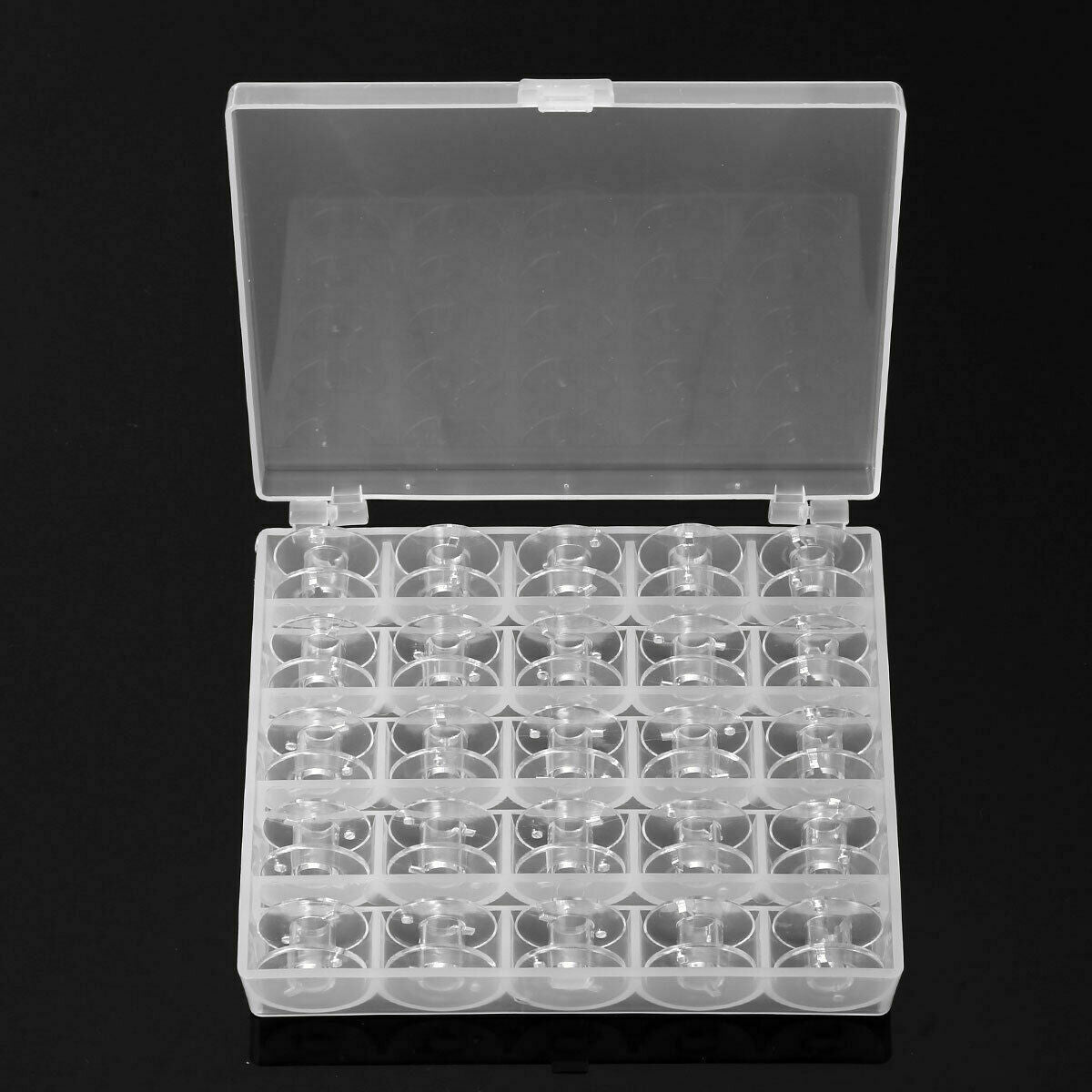 Universal Sewing Bobbin Spool Case Clear 25-Grid Storage Box Container Organiser