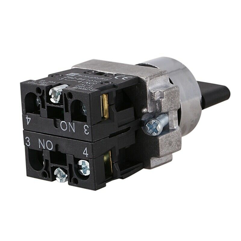 22mm Latching 2 NO 3-Position Rotary Selector Select Switch ZB2-BE101C Black CQ1