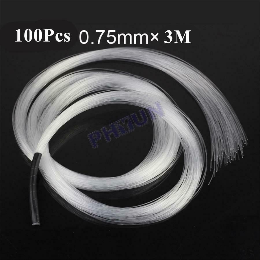 100x 3 Meters Fiber Optic Cable for Car Star Ceiling Fiber Optic Cable End Glow