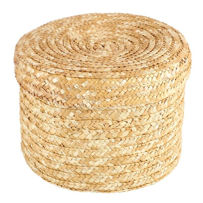 3 Pcs/Set Handmade St Woven Storage Basket With Lid Snack Organizer Storage BoH9