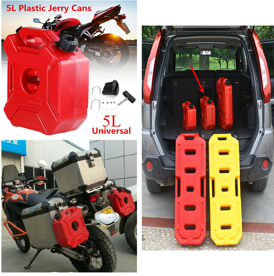 5L/1.3Gallon Handle Fuel Tank Jerry Cans Spare Plastic Petrol Tanks for Car Bike
