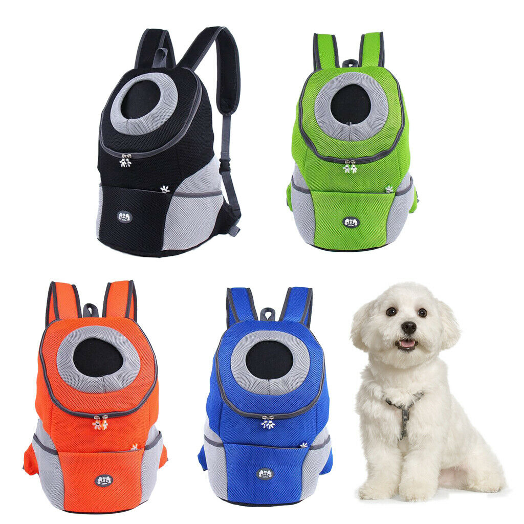 Pet Dog Backpack Carrier Travel Note Bag Front Net Double Shoulder Green