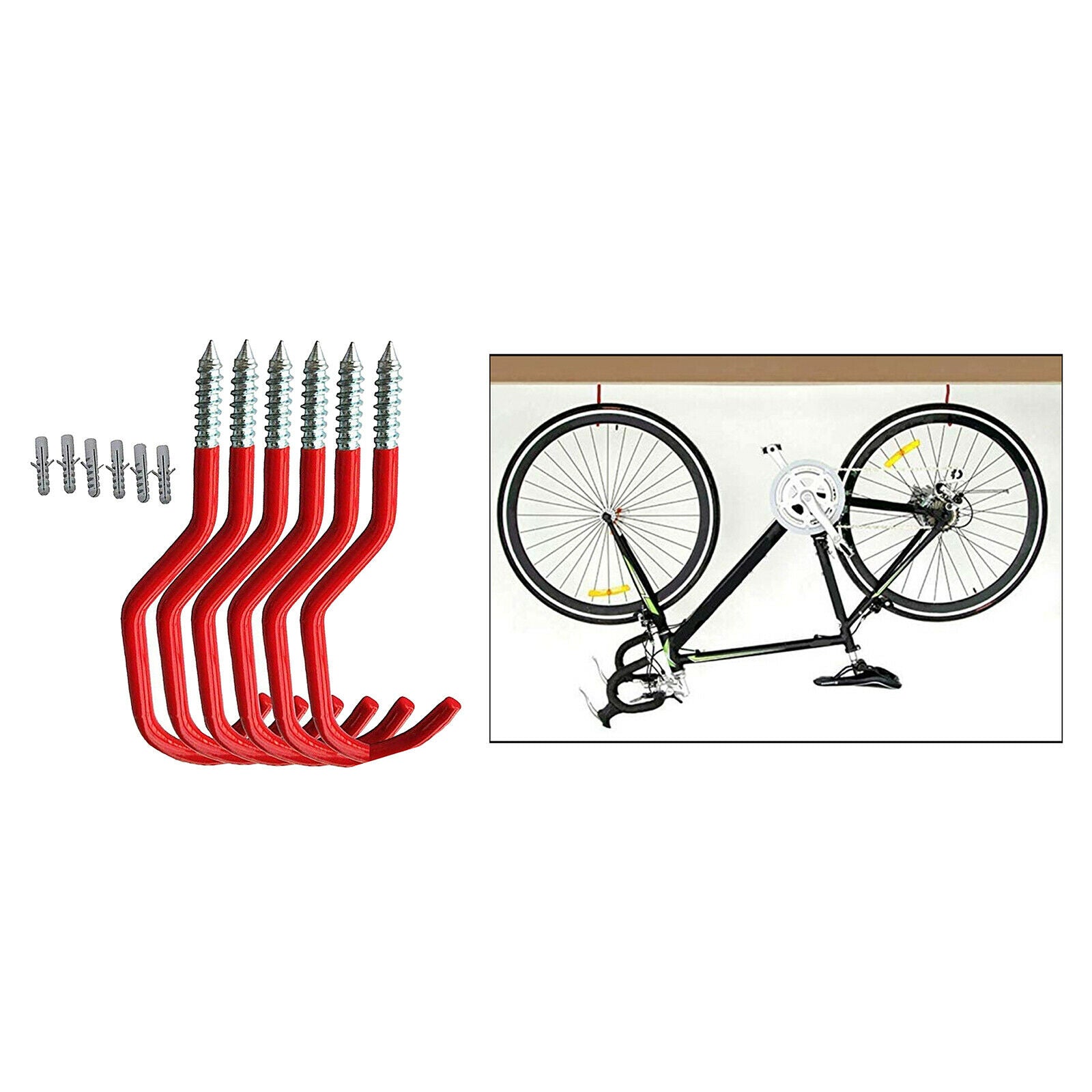 6 Pack of Multifunction Heavy Duty Bike Hooks Hanger Garage Shovel Organiser