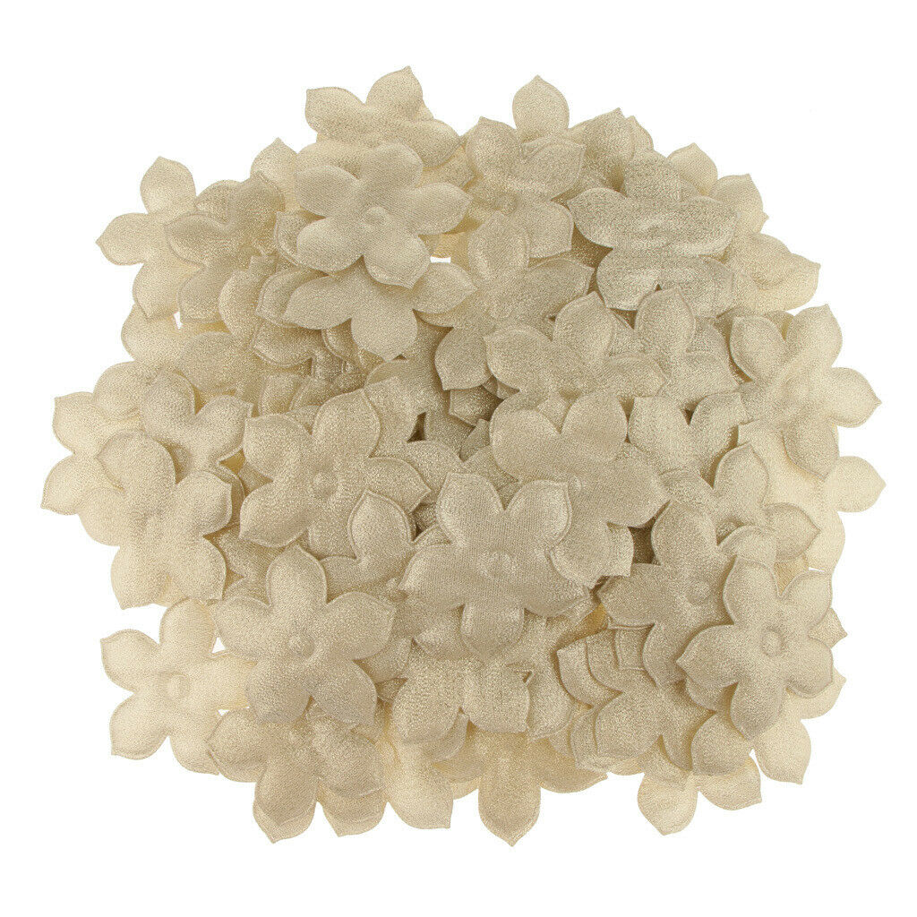 100 Pieces Satin Baby Shower Favor Flower Applique DIY Craft Trim Decor