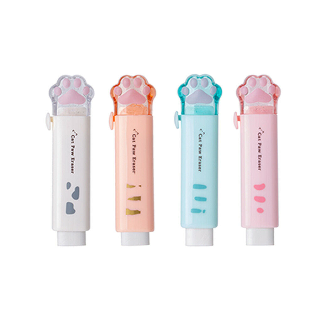 4x Cat Claw Pencil Erasers Colored Push-pull Eraser Painting Drawing Eraser