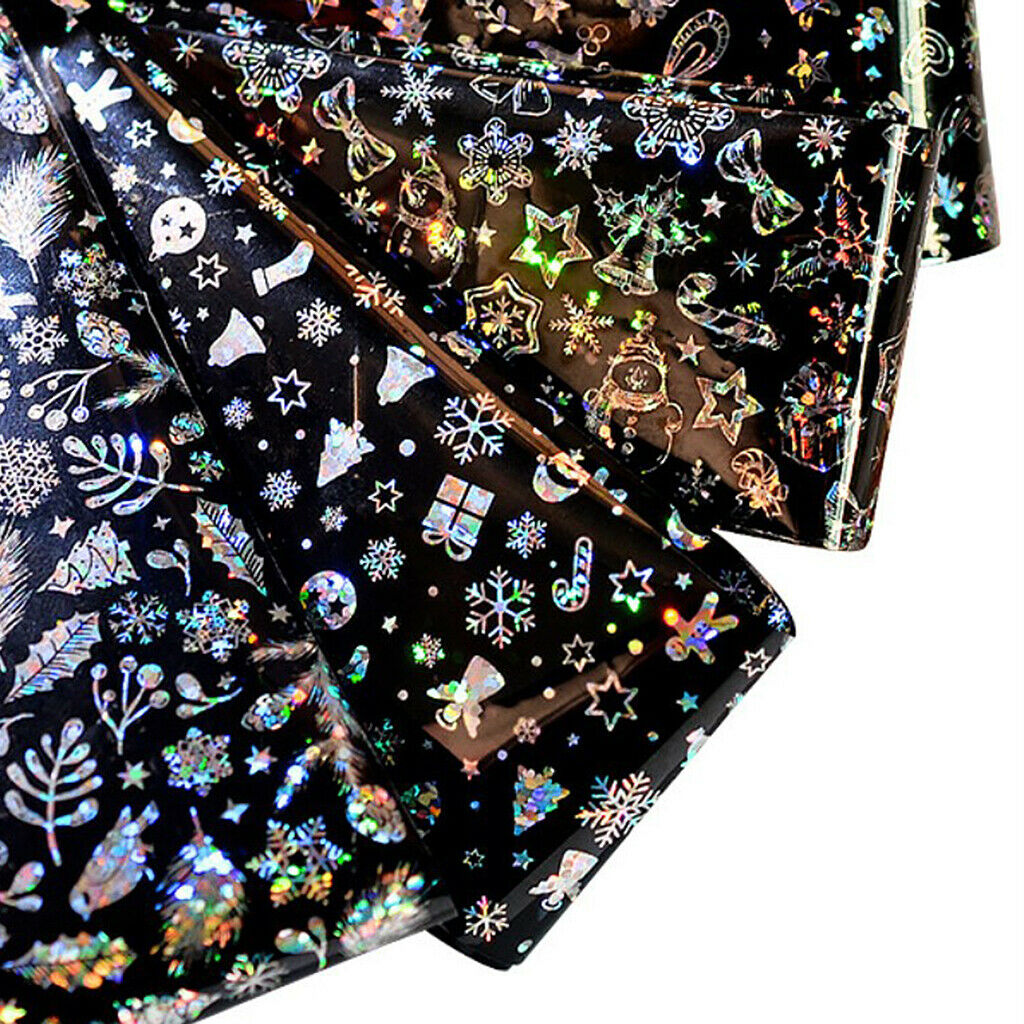 Christmas 4 Sheets Attractive Nail Stencil Stickers DIY Decorative Glitter Star