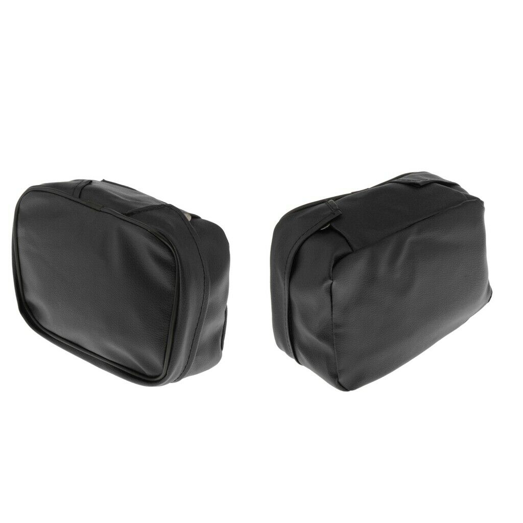 2pcs Black Scooter Motorcycle Rear Tail Seat Back Waterproof Sport PU Bag