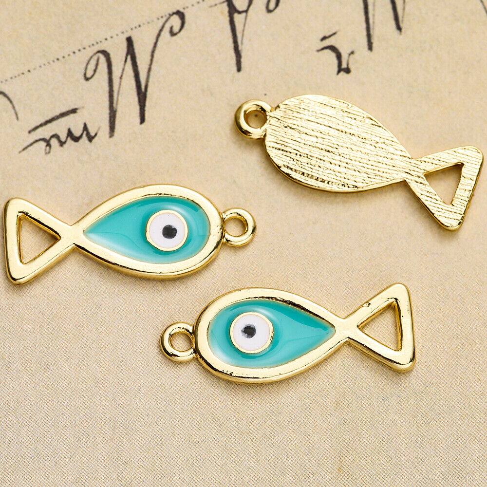 30Pcs New Evil Eye Enamel Charms Eye Alloy Oil Drop Pendants Cute Women Jewelry