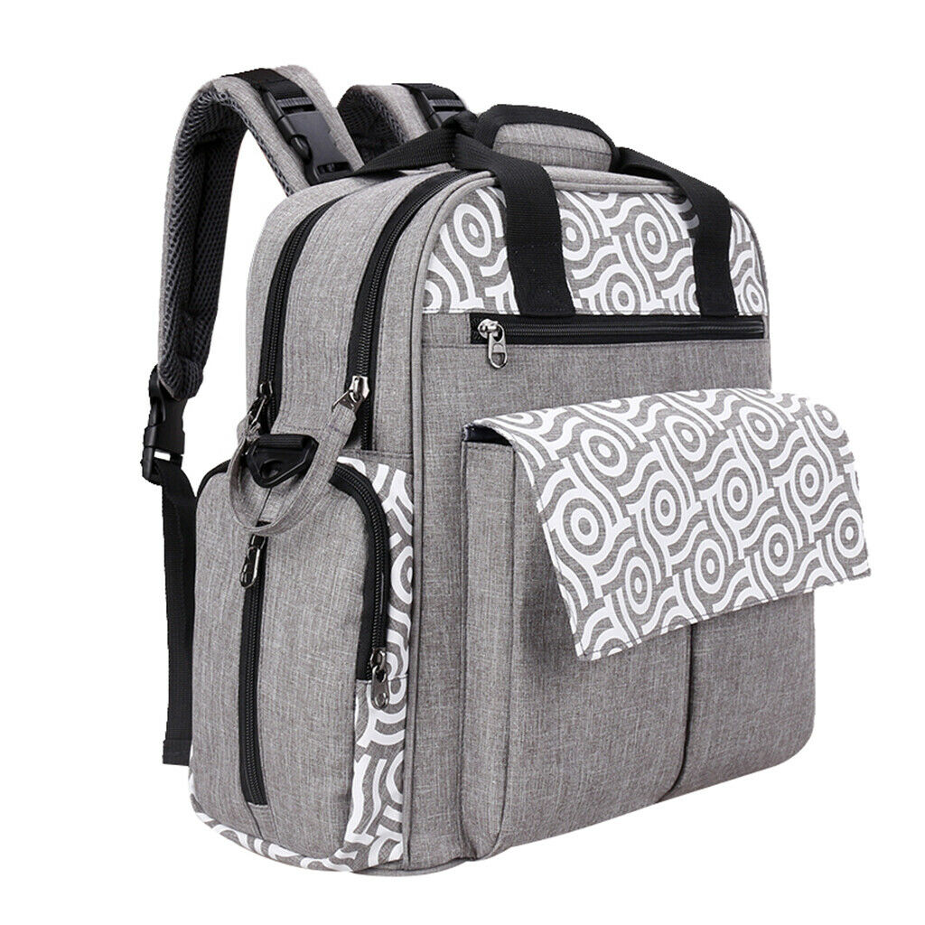 Baby Nappy Changing Bag Set Diaper Bags Mat Mummy Shoulder Handbag Grey