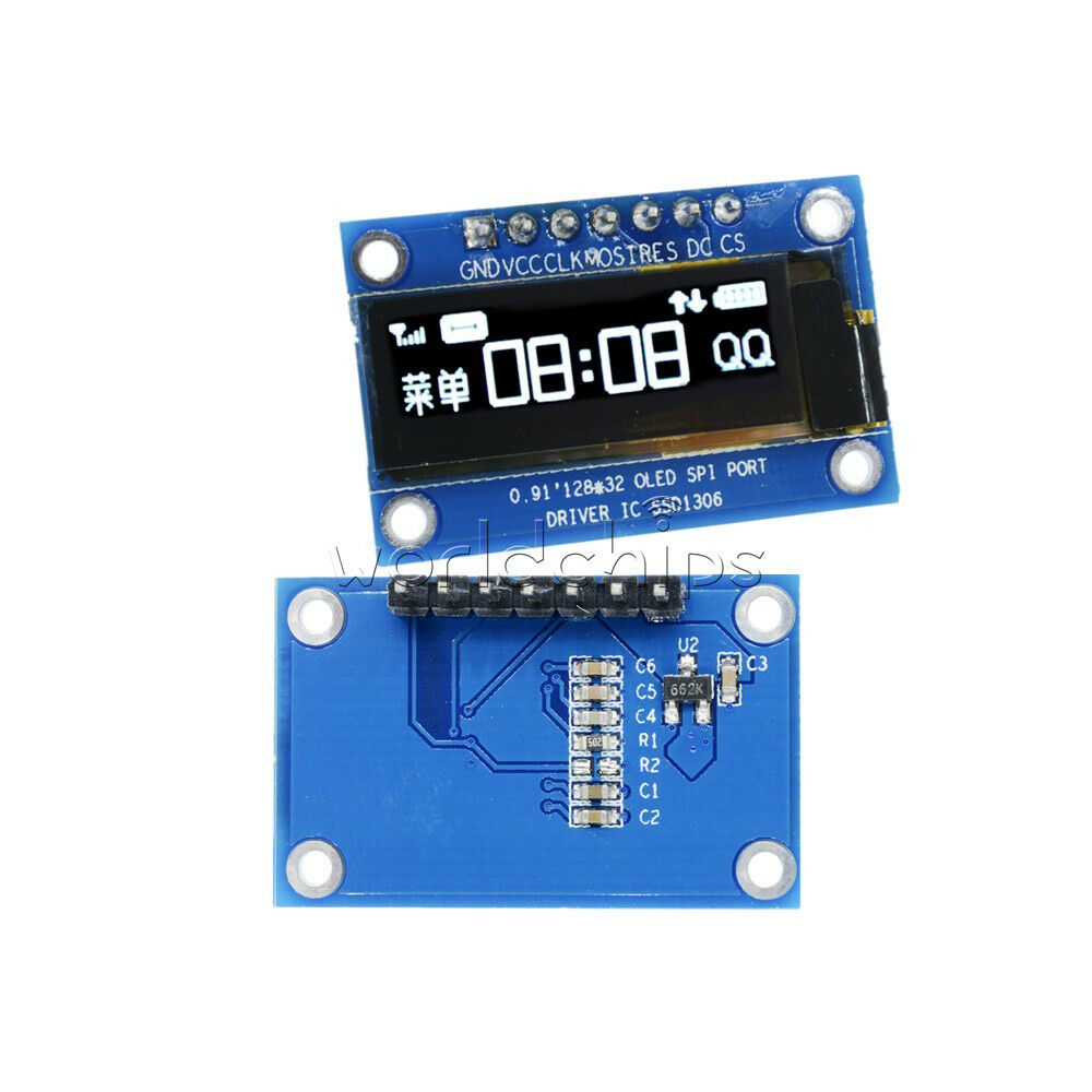 0.91" inch SPI 128x32 White OLED LCD Display Module SSD1306 For Arduino STM32 51