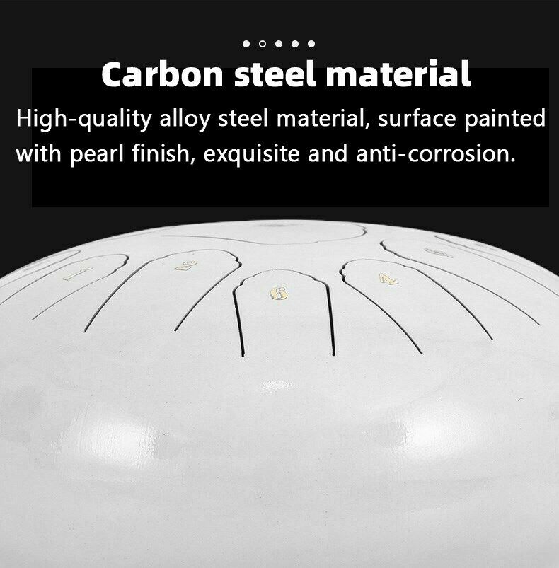 6" Steel Tongue Drum Handpan Drum 8 Notes White Meditation with Bag Music Book