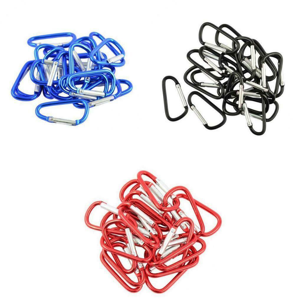 20 Pieces Hook Key Rubber Clip Shaped Red Carabiner Aluminum