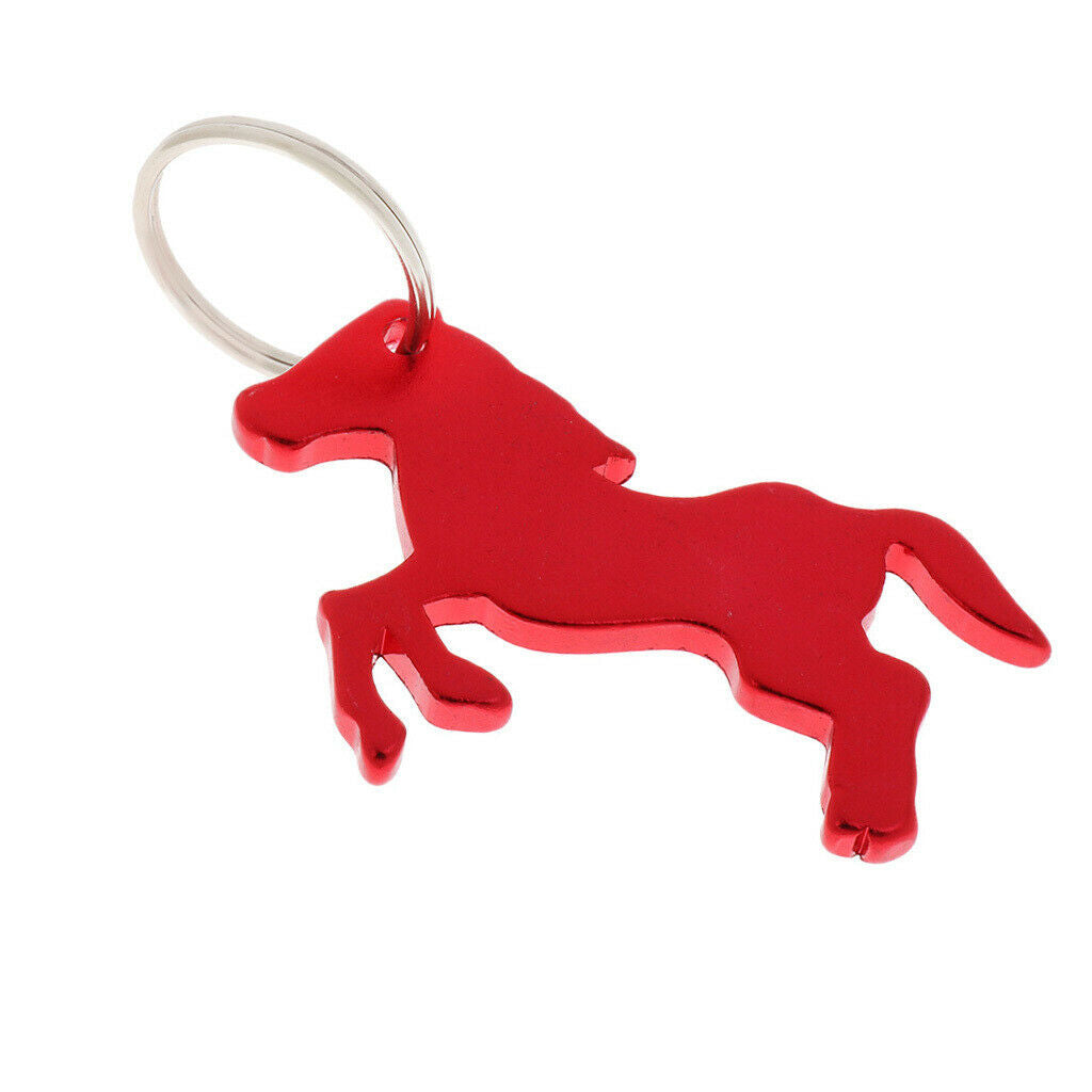 Aluminum Horse Pattern Bottle Opener Key Ring Keychain Bag Pendent Red