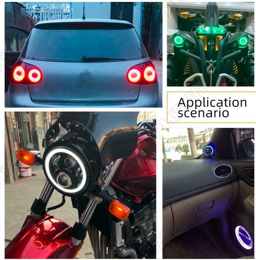 2Pcs 80mm RGB Car Motorcycle Angel Eyes Headlight Halo Rings Decorative Lights