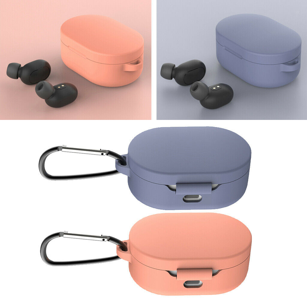 2pcs Earphone Case Protective Case Cover with Anti-lost Buckle Headsets Parts