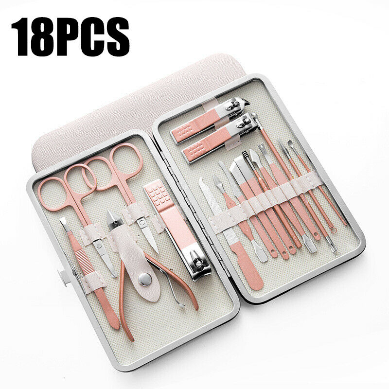 18 Pieces Pedicure Manicure Cleaner Nail Clippers Stainless Steel Beauty Set CA