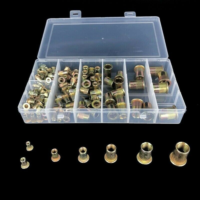 Boxed Color Steel Flat Head Rivet Nuts M3/4/5/6/8/10/12 Combination 165PCS