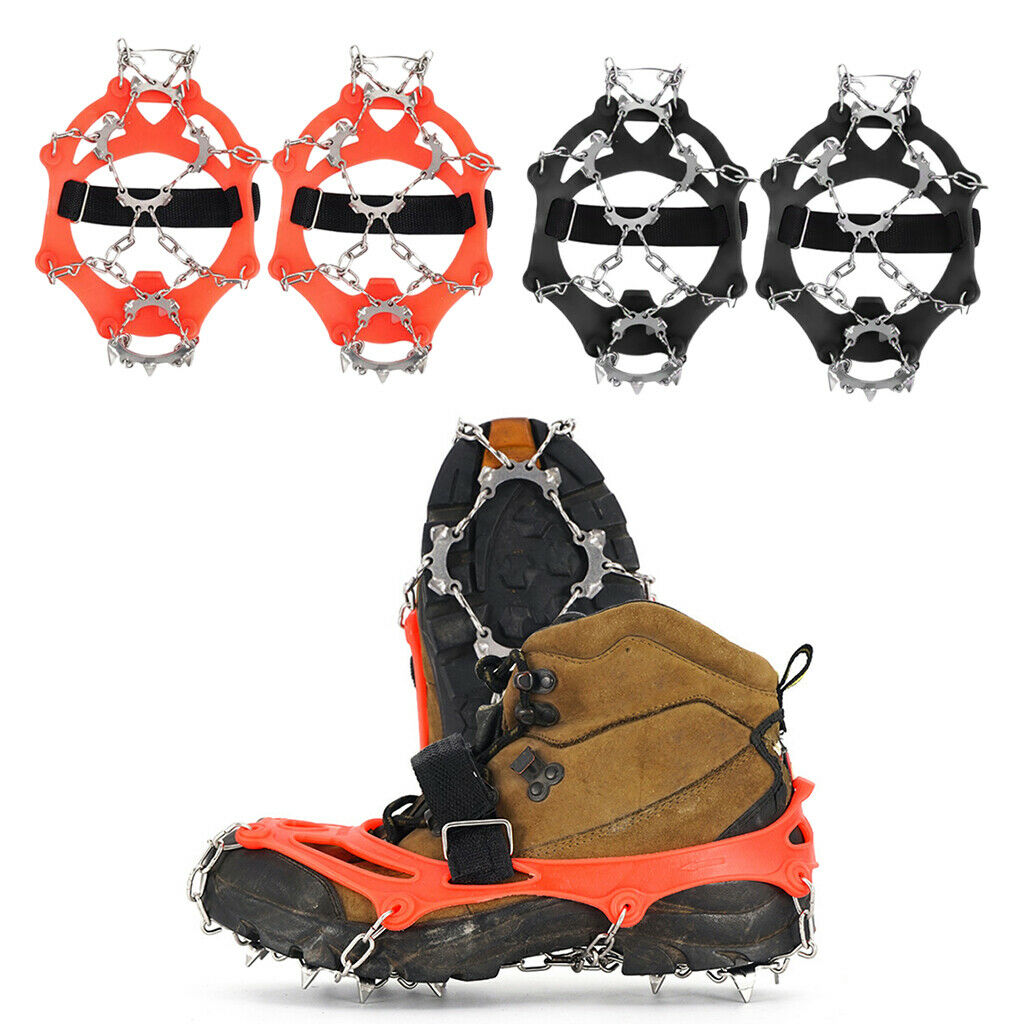 2 Pair 13 Tooth Ice Cleats Crampons Tiger-Shaped for Hiking Walking Jogging
