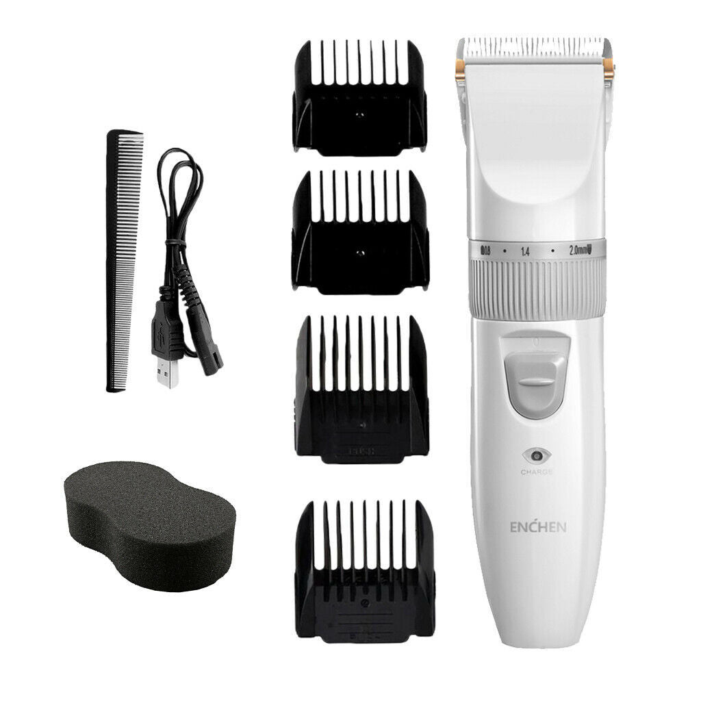 Boys Men's Electric Hair Clipper Shaver & Accessories Set Rechargeable White