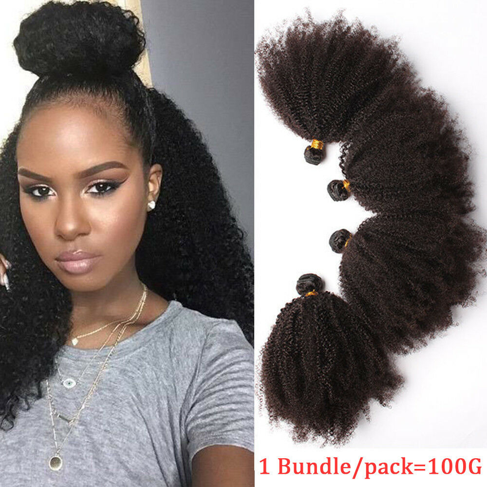 12" Mongolian Afro Kinky Curly Hair Weave 100% Virgin Human Hair Extensions 100g