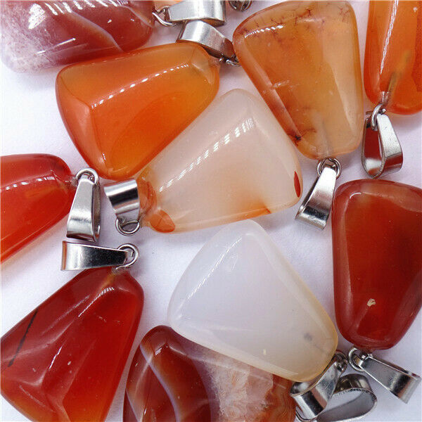 100Pcs 20x6mm Wholesale Red Agate Bell Trapezoid Pendant Bead HH8147