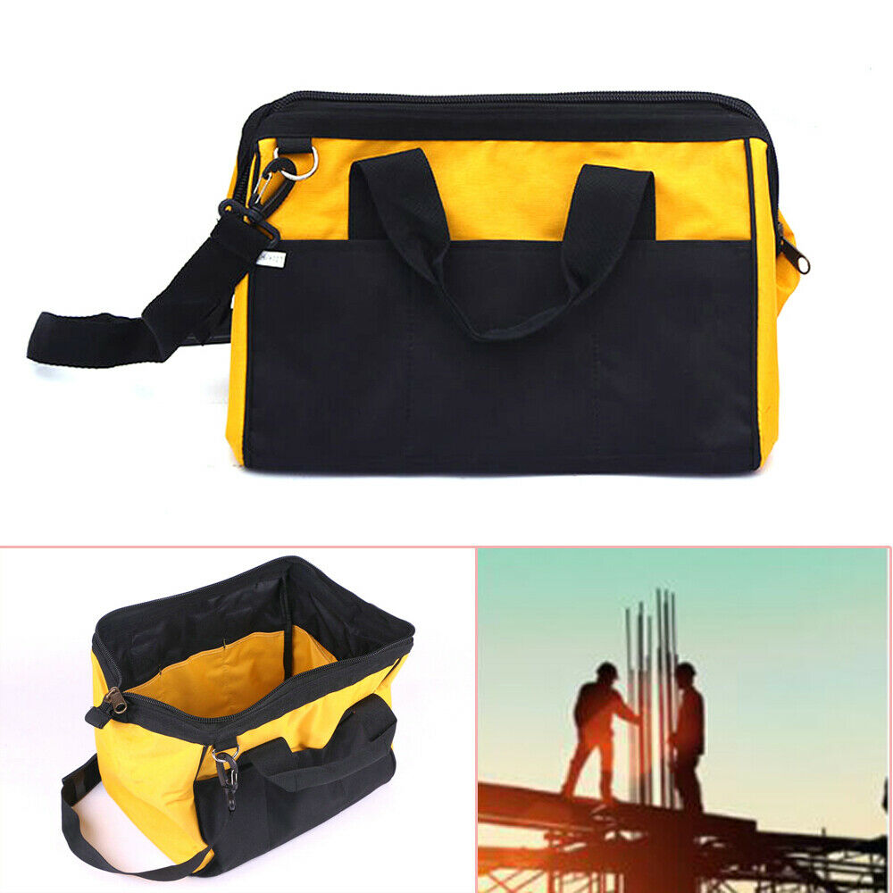Heavy Duty Tool Bag Hard Base Wide Mouth Ultra-Rigid Base Organizer Storage Bag