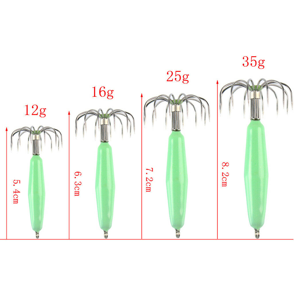 Stainless Steel Luminous Squid Jig Hook Barrel Umbrella Octopus Hook 7.2cm
