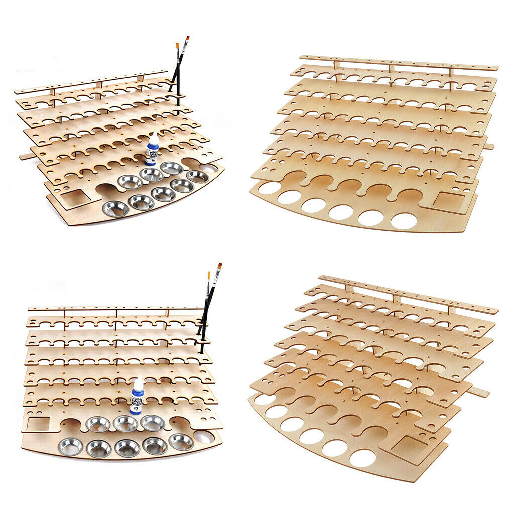 Wooden Paint Bottles Brushes Holder Stand Modular for Tattoo Painting Crafts