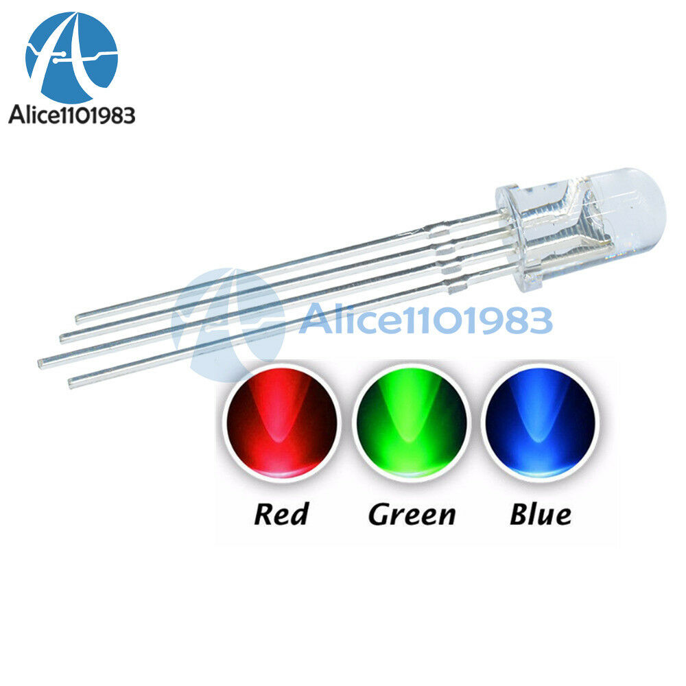 20PCS 5mm 4pin RGB Tri-Color Common Anode LED Light Red Green Blue