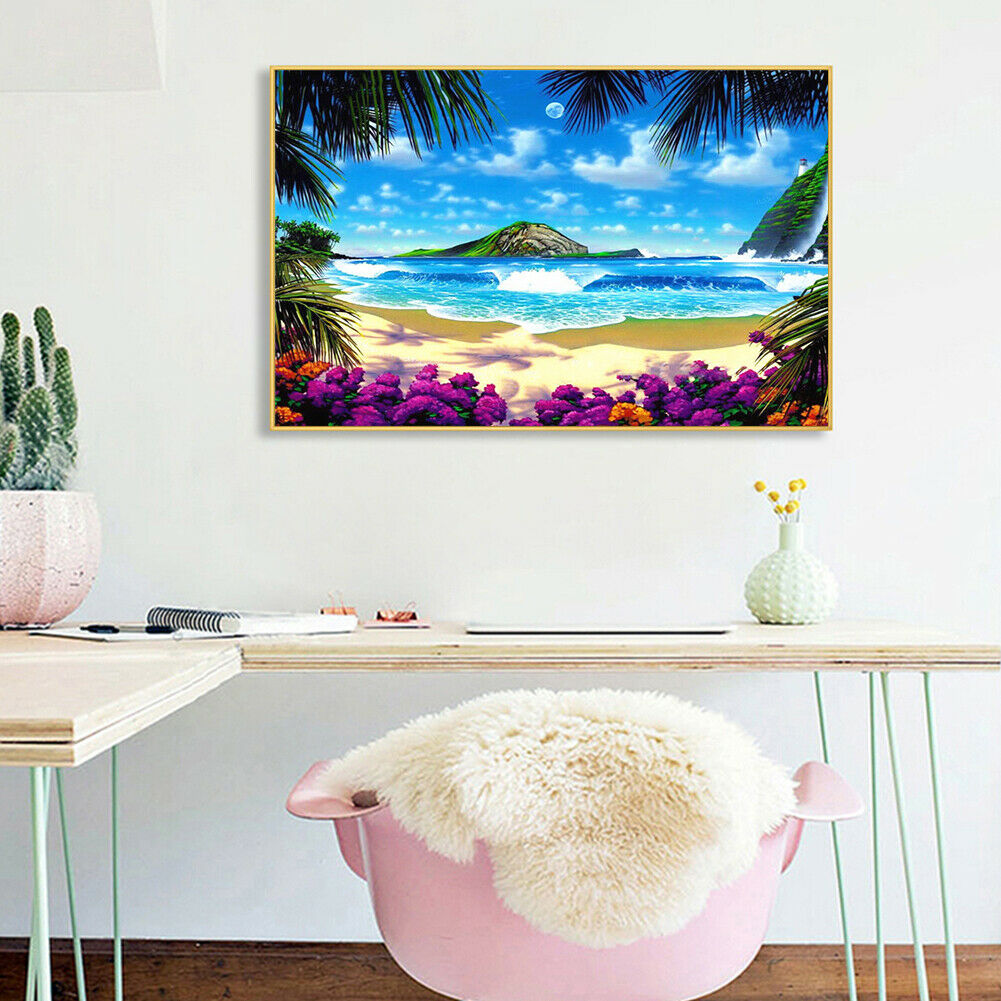 50 X 40cm 5D Rhinestone Full Square Drill DIY Sea Beach Diamond Painting @