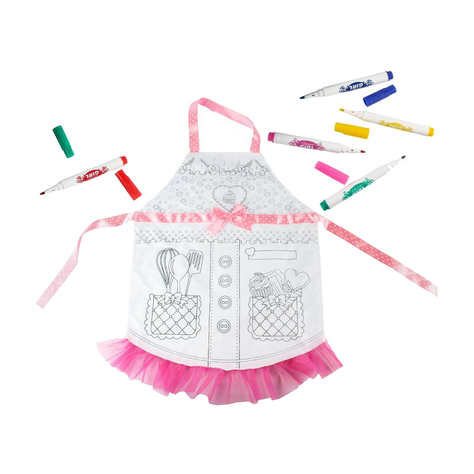Kids Cooking Baking Set Kitchen Deluxe Chef Apron Costume Pretend Role Play